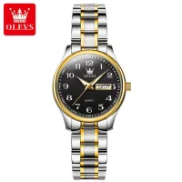 OLEVS 5567 Quartz Casual Watch Gift Alloy Watchband Round-dial Wristwatch Week Display Calendar Luminous